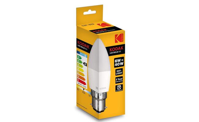 Kodak LED Bulb Candel (C37/E14)  E14-6W-Day Light 6W/40W 480LUMENS 25000H Small-Screw
