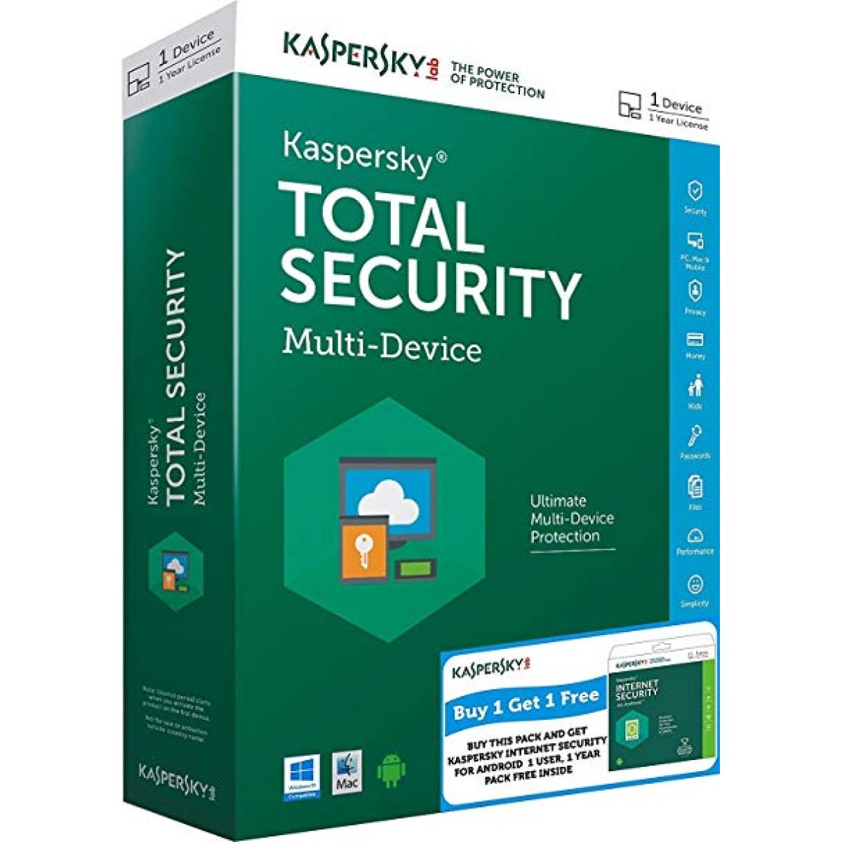 Kaspersky Total Security 10 Devices 1 Year 2018 +1 Server (Kasper-Total Security/10 )