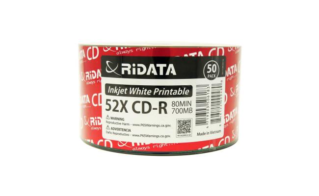 RIDATA-52X-CD-R-700MB  INKJET WITH PRINTABLE ''MADE IN VIETNAM'' (50-PACK)
