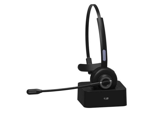 Bluetooth Headset for Cell Phones, Wireless Office Headset with Noise Cancelling Microphone, On Ear Headphones for PC Skype Call Center, Charging Base,17h Talk Time, Mute Button WITH HOLDER
