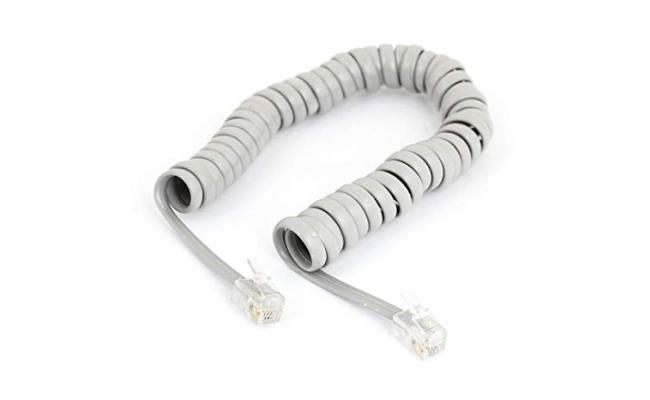 1M Male to Male Plug Telephone RJ9 4P4C Patch Cord RJ9 Spiral Cable