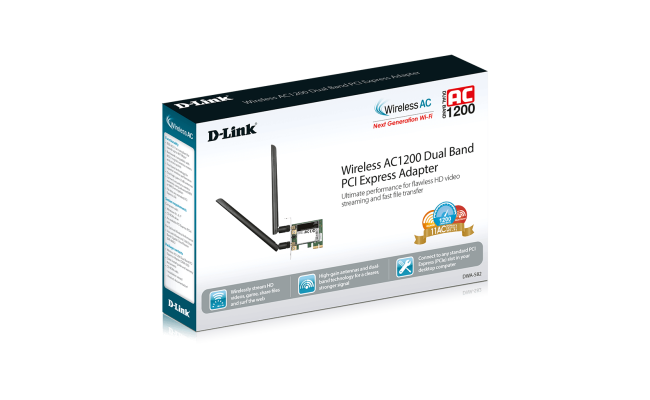 Wireless AC1200 Dual Band PCI Express Adapter DWA‑582 D-LINK