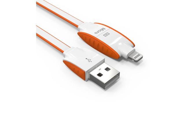 Ldnio USB Data Cable 2 In 1 For IPhone/Android