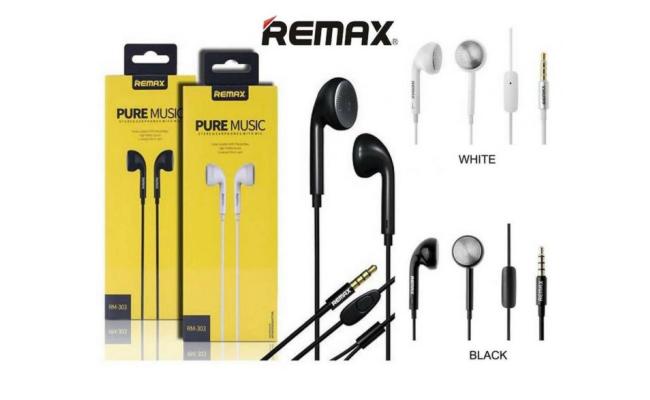 REMAX W/BASS BOOSTER STEREO EARPHONES-W/MIC ''WITHOUT-RUBBER''