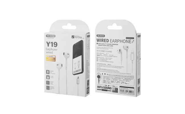 WK-DESIGN Y19 "EARPHONE-WIRED" IPHONE ONECTION LIGHTING INTERFACE(IPH-PORT) IPHONE 7/8/9/10 1.2METER-CABLE
