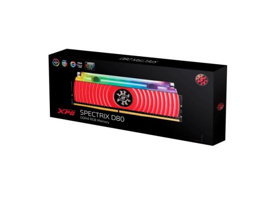 XPG SPECTRIX D80 RGB RED DDR4, 3200MHz, 16GB, Non-ECC, CL16, XMP MEMORY MODULE