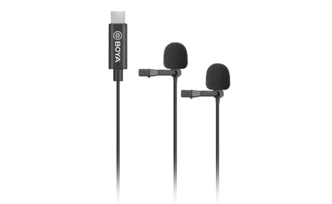 BOYA BY-M3D is a digital USB Type-C microphone and comprised of two of the well-received omnidirectional condenser lavalier microphones