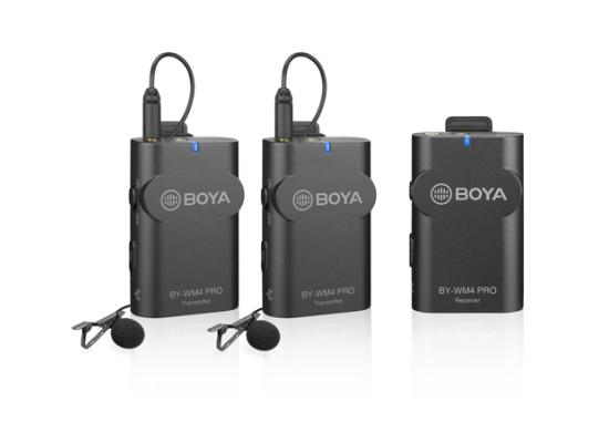 BOYA BY-WM4 Pro-K2 consists of two compact body-pack transmitters (TX4 Pro), a portable receiver(RX4 Pro), a Lavalier/lapel microphone