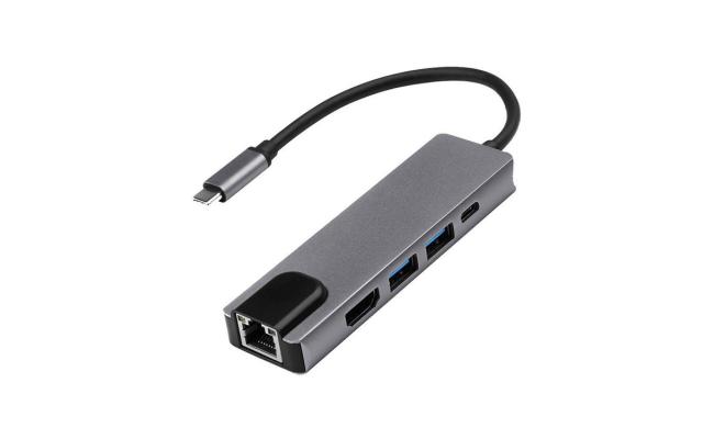 CONVERTER USB-C TO HDTV + USB3.0+PD  "5 IN 1"