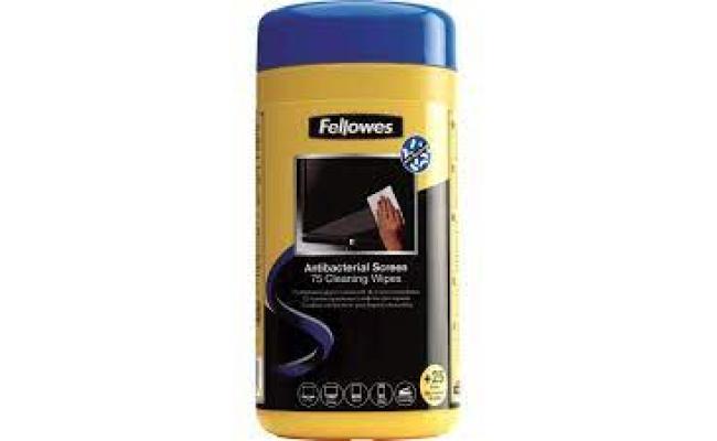 FELLOWES 75 ANTIBACTERIAL SURFACE CLEANIN WIPES