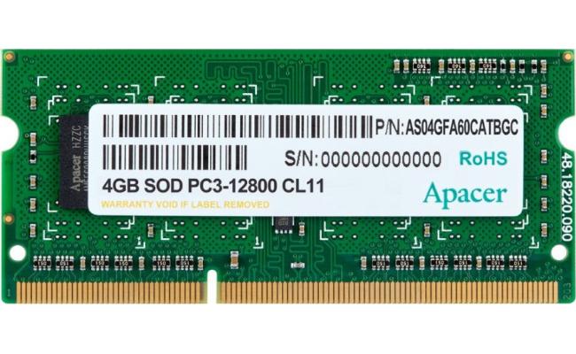 Apacer 4GB DDR3 1600 SODIMM 512x8 1R CL11, DS.04G2K.KAM (512x8 1R CL11)