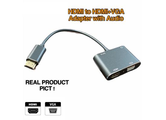 HDTV ADAPTER HDMI TO HDMI + VGA ADAPTER WITH AUDIO