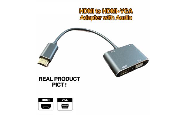 HDTV ADAPTER HDMI TO HDMI + VGA ADAPTER WITH AUDIO