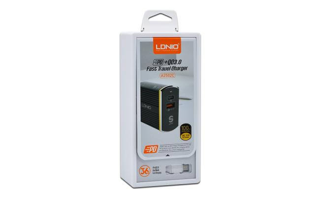 LDNIO new product A2502C PD+QC3.0 2 IN 1 FAST CHARGING HOME CHARGER