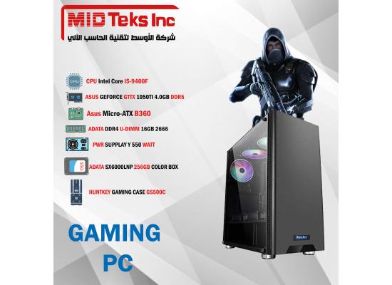Gaming Desktop (MID-20) , CPU INTEL I5-9400F, DDR4 /16GB ,SSD 256GB ,GTTX 1050TI ,ASUS MB B360M,Power Supply 550W,HUNTKEY GAMING CASE GS500C