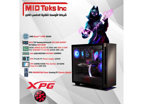 Gaming Desktop (MID-43),AMD RAYZEN 5 4650,DDR4 /16GB ,SSD 512GB  ,GTX 1660,MB B450,XPG PYLON 650W,XPG INVADER PC Chassis (Black)
