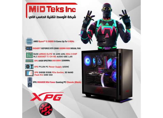 Gaming Desktop (MID-44),AMD Ryzen™ 5 3600,DDR4 /16GB ,SSD 512GB ,RTX 2060,MB B450 ,XPG PYLON 650W,XPG INVADER PC Chassis (Black)
