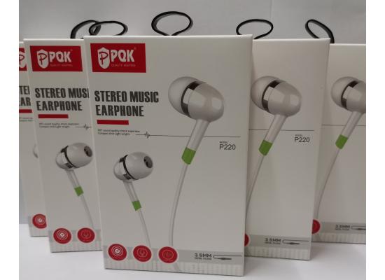 P-PQK STEREO MUSIC EARPHONE W/MIC P220