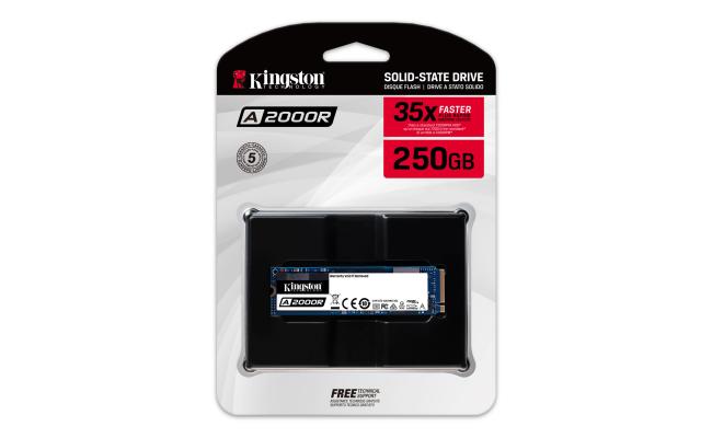 Kingston 250 GB A2000 M.2 2280 Nvme Internal SSD PCIe Up to 2000MB/S with Full Security Suite SA2000M8/250GB