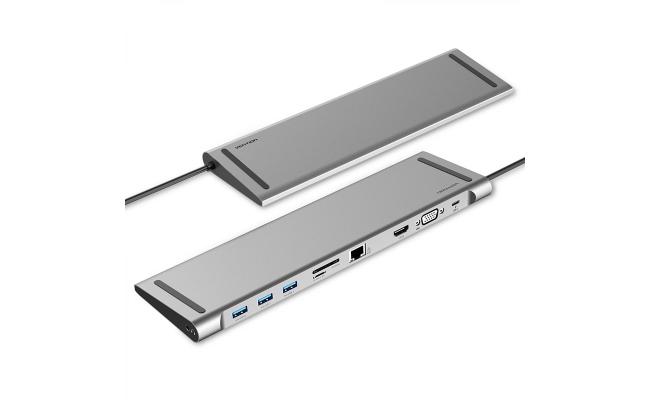 Vention Type-C Male to USB3.0 Female A/HDMI Female A/VGA Female/RJ45 /SD/TF/3.5mm/PD Docking Station
