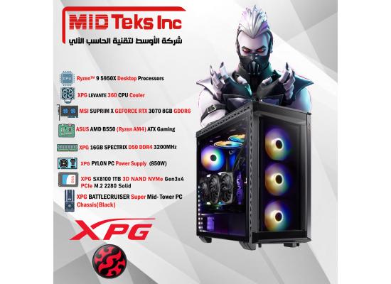 Gaming Desktop (MID-36),AMD Ryzen™ 9,DDR4 /32GB ,SSD 1TB  ,RTX 3070,TUF MB B550,XPG CORE REACTOR (850W),XPG BATTLECRUISER Chassis(BLACK)