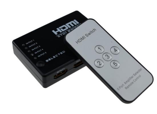 HDMISwitch-1408A 5 Port 1080P HDMI Switch Switcher Selector Splitter Hub + iR Remote for HDTV PS3 Media Streaming Device  (Black)