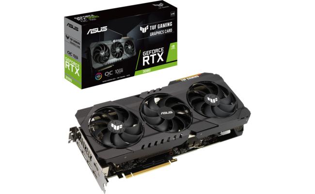 ASUS  TUF Gaming GeForce RTX™ 3080 V2 OC Edition 10GB GDDR6X with LHR offers a buffed-up design that delivers chart-topping thermal performance.