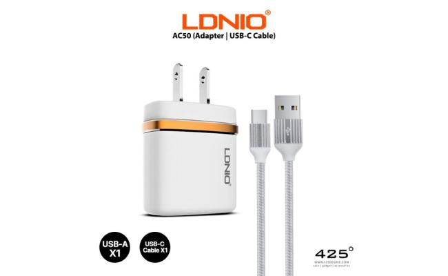 LDNIO DL-AC50 USB AC Power Charger Adapter WITH TYPE-C CABLE