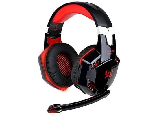 Cosmic Byte Over the Ear Headsets with Mic & LED - G2000 Edition (Black/Red) Rubberized Texture