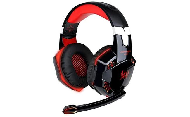 Kotion Each Over The Ear Headsets with Mic & LED - G2000 Edition (Black/Blue)&Cosmic Byte Kotion Each Over The Ear Headsets with Mic & LED - G2000 Edition (Red, Rubberized Textur
