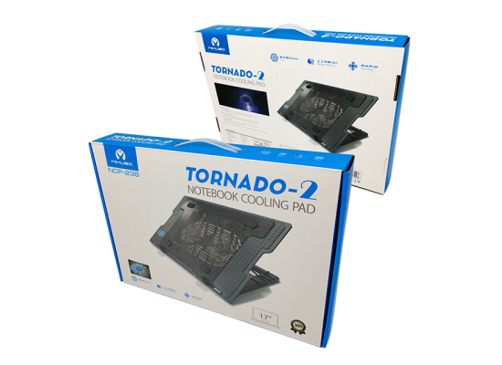 NOTEBOOK COOLING PAD MIKUSO TORNADO-2 2X80MM-FAN SUPER SILENT UP TO 17" AMBIENT LIGHT, METAL MESH
