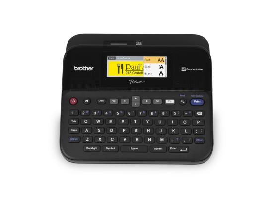 Brother P-touch, PTD600VP, PC-Connectable Label Maker with Full Color Graphical Display, Case, Split-Back Tapes, 14 Fonts, High-Resolution, Black