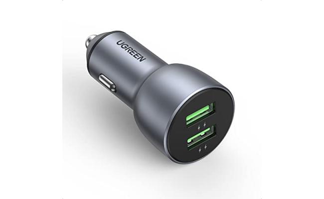 UGREEN DUAL USB CAR CHARGER SPACE GRAY PD3.0+QC3.0