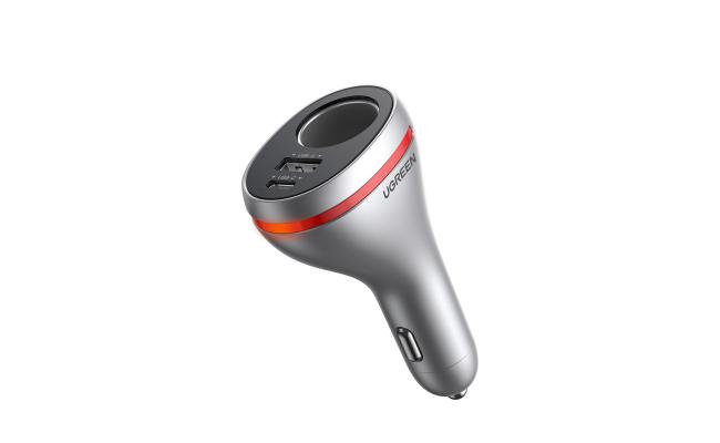 UGREEN CAR CHARGER WITH DUAL USB PORT SINGLE EXTENSION SOCKE PD MODEL CD204, 4.8A