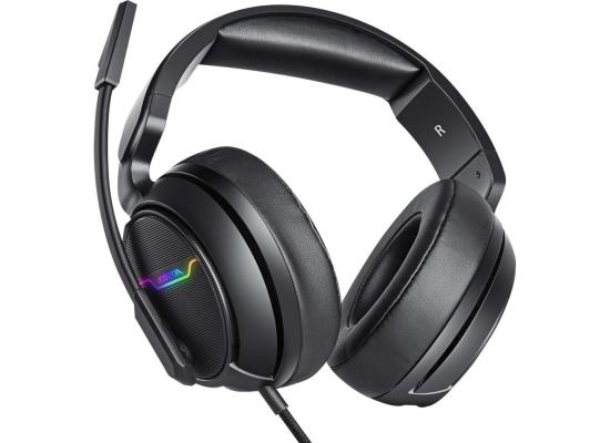 XIBERIA-V20 USB PS4 Headset for Host Connection, 7.1 Surround Sound PC Gaming Headset with 1.95 Meter Cable and Noise Cancelling Mic Headphones for Laptops, Computer,Mac and Macbook with RGB Light