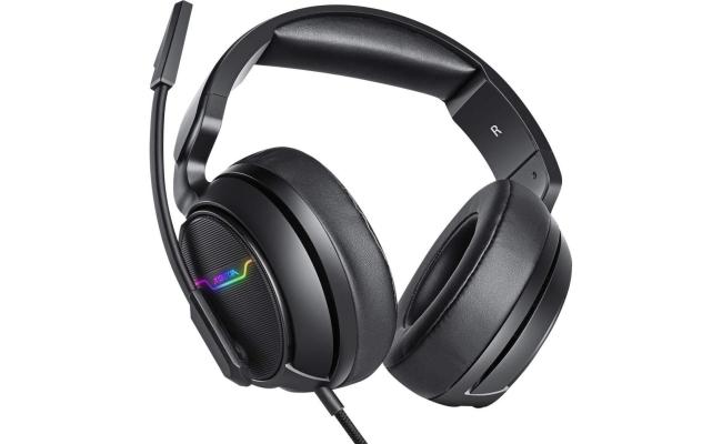 XIBERIA-V20 USB PS4 Headset for Host Connection, 7.1 Surround Sound PC Gaming Headset with 1.95 Meter Cable and Noise Cancelling Mic Headphones for Laptops, Computer,Mac and Macbook with RGB Light