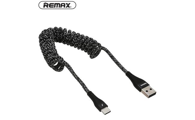 REMAX COILED DATA CABLE USB TO TYBE C 1METER/2.1A "BLACK"