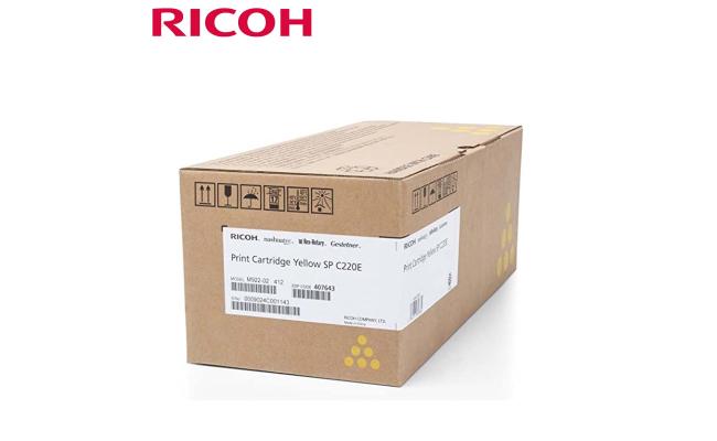 Ricoh 407643, Toner Cartridge YELLOW, SP C220, SP C221, SP C222, SP C240- Original