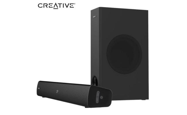 CREATIVE STAGE V2 2.1 Soundbar and Subwoofer with Clear Dialog and Surround by Sound Blaster for TV and Desktop Monitor
