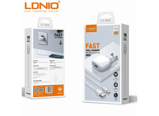 LDNIO A1306Q EU 18W Single Port Fast Charging Mobile Cell Phone QC3.0 USB Wall Charger EU PLUQ TYPE C
