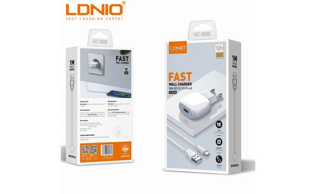 LDNIO A1306Q EU 18W Single Port Fast Charging Mobile Cell Phone QC3.0 USB Wall Charger EU PLUQ SAMSUNG