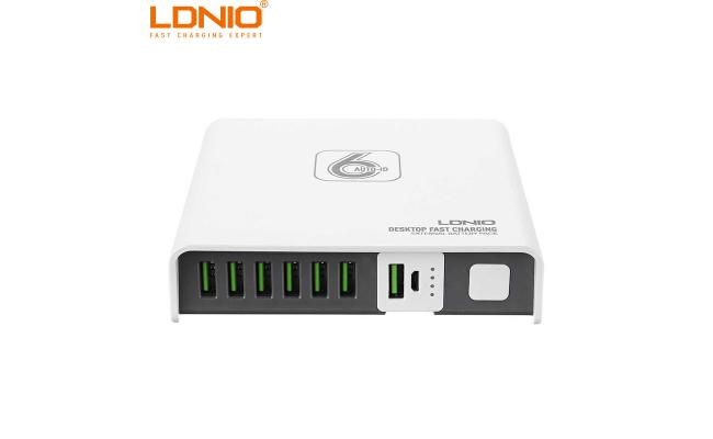 LDNIO A6802 6 USB Desktop Charger with 2600mAh Emergency Power Bank - White US Plug (2-pin)