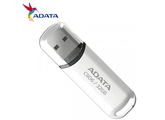 ADATA C906 32GB USB 2.0 Compact Design Flash Drive, White