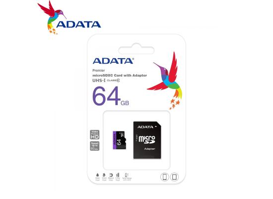 ADATA 64GB, MicroSDHC, Class 10 Memory Card UHS-L 