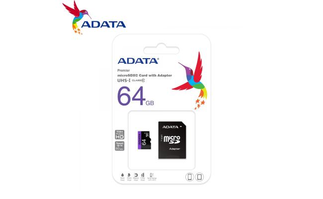 ADATA 64GB, MicroSDHC, Class 10 Memory Card UHS-L