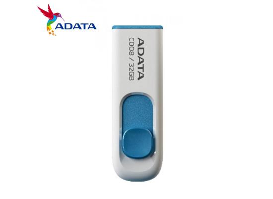 ADATA C008 32GB USB 2.0 Retractable Capless Flash Drive, White