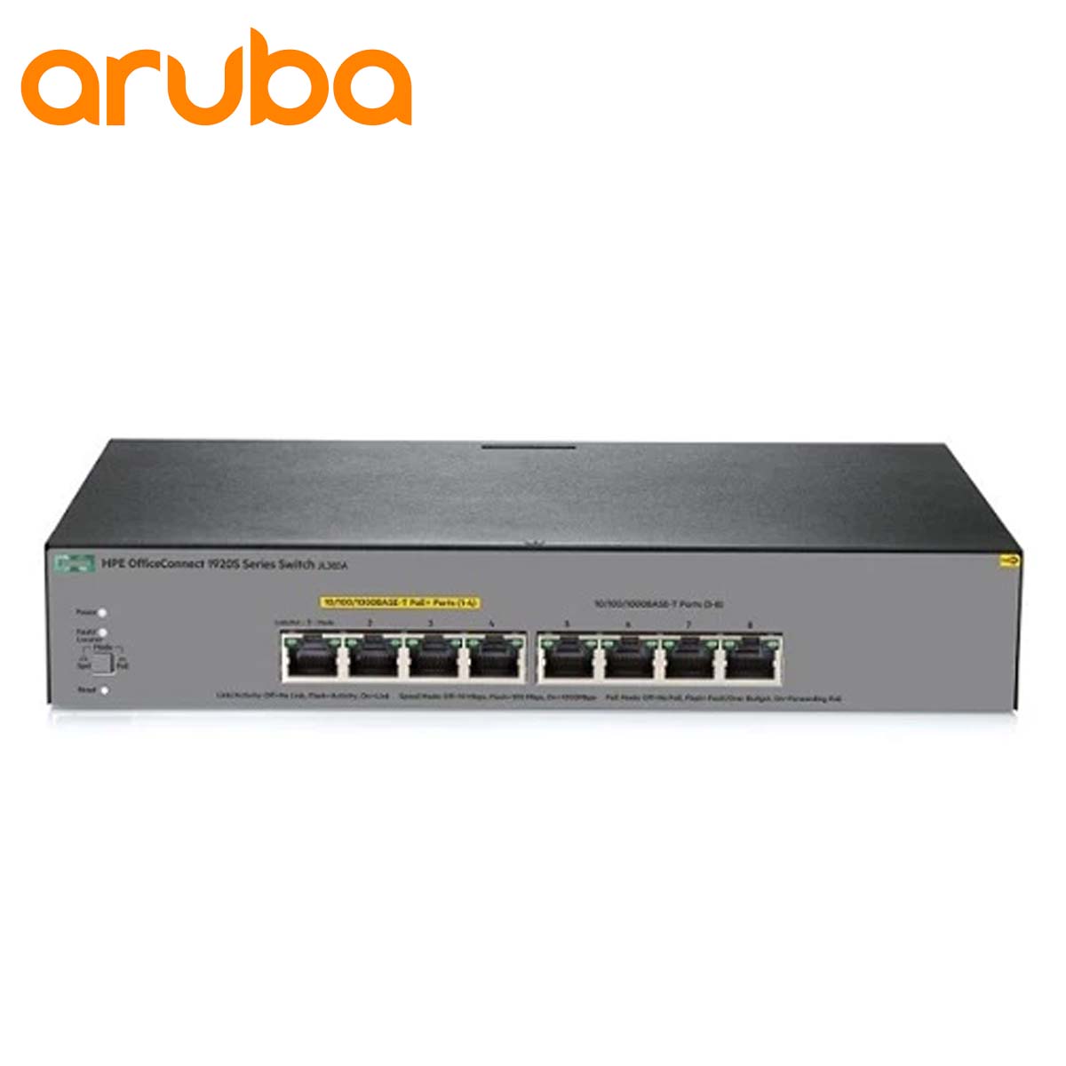 HPE OfficeConnect 1920S 8-Port Gig Smart Switch-8xGE | PoE on 4 Ports (65W) | fanless (JL383A)