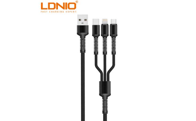 LDNIO  Charging cable LC93, 3in1, Type-C, Micro USB, Lightning, 1.2m