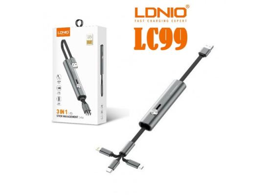 LDNIO LC99 3 in 1 3.4A Stick Management 30cm Charging Data Cable
