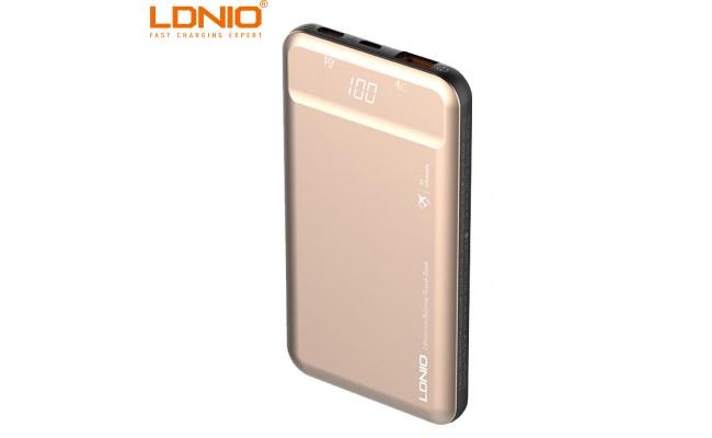 LDNIO PQ1015 Power Bank, 10000mah, Output Type-C, 18W, Support Fast Charging - Golden